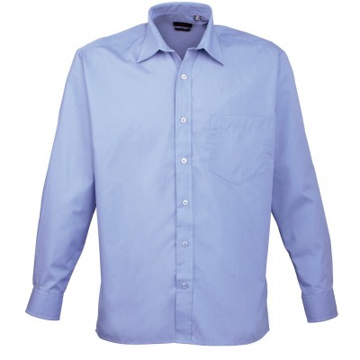 Camicie Men's Long Sleeve Poplin Shirt colore mid blue taglia 4XL