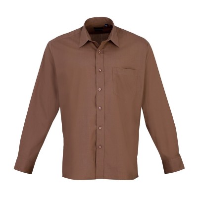 Camicie Men's Long Sleeve Poplin Shirt colore mocha taglia 4XL