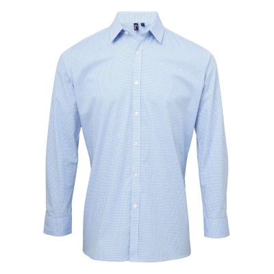 Camicie Men's Long Sleeve Microcheck Gingham Shirt colore light blue/white taglia XS