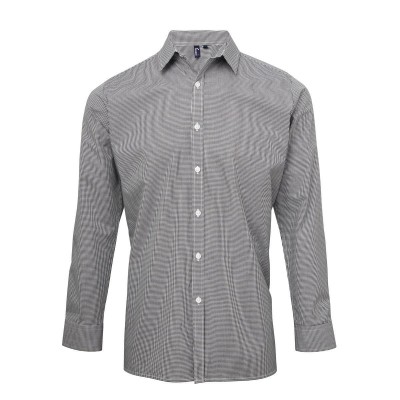Camicie Men's Long Sleeve Microcheck Gingham Shirt colore black white taglia XS