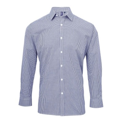 Camicie Men's Long Sleeve Microcheck Gingham Shirt colore navu white taglia XS