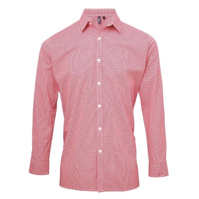 Camicie Men's Long Sleeve Microcheck Gingham Shirt colore red/white taglia XS