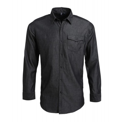 Camicie Men's Jeans Stitch Denim Shirt colore black denim taglia L