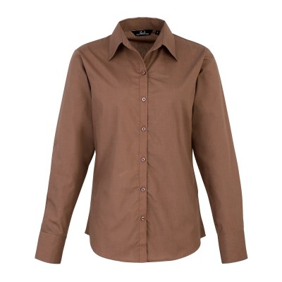 Camicie Poplin Long Sleeve Blouse colore mocha taglia M