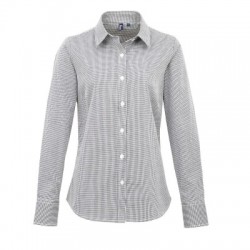 Camicie Ladies' Long Sleeve Microcheck Gingham Shirt 2
