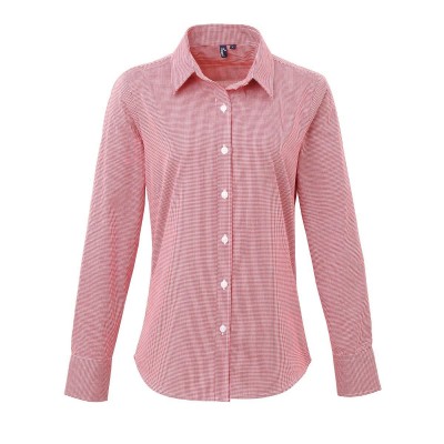 Camicie Ladies' Long Sleeve Microcheck Gingham Shirt colore red/white taglia XS