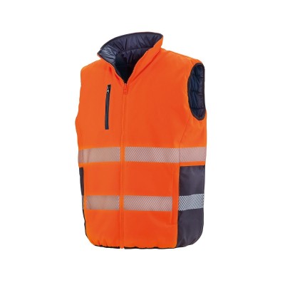 Giacche Reversible Soft Padded Safety Gilet colore fluorescent orange/navy taglia S