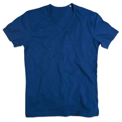 T-Shirt Shawn Slub V-Neck colore true blue taglia S