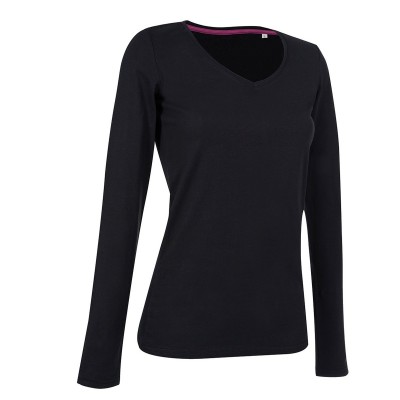 T-Shirt Claire V-Neck Long Sleeve colore black opal taglia S