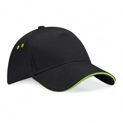 Cappelli Ultimate 5 Panel Cap - Sandwich Peak colore black/lime green taglia UNICA