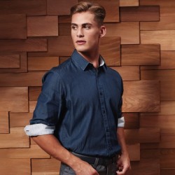 Camicie Men's Denim-Pindot Long Sleeve Shirt