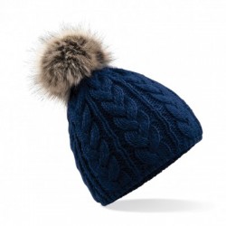 Cappelli Fur Pom Pom Cable Beanie 2