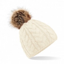 Cappelli Fur Pom Pom Cable Beanie 2