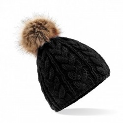 Cappelli Fur Pom Pom Cable Beanie 2