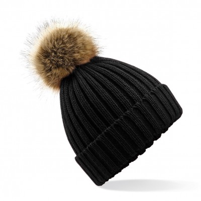 Cappelli Fur Pom Pom Chunky Beanie colore black taglia UNICA