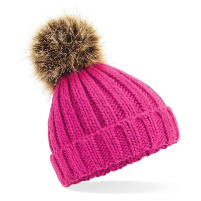 Cappelli Infant Fur Pom Pom Chunky Beanie colore fuchsia taglia UNICA