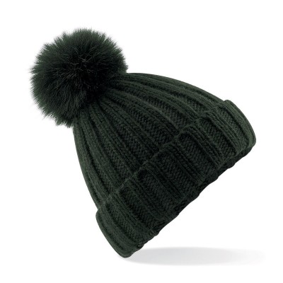 Cappelli Verbier Fur Pom Pom Chunky Beanie colore dark olive taglia UNICA