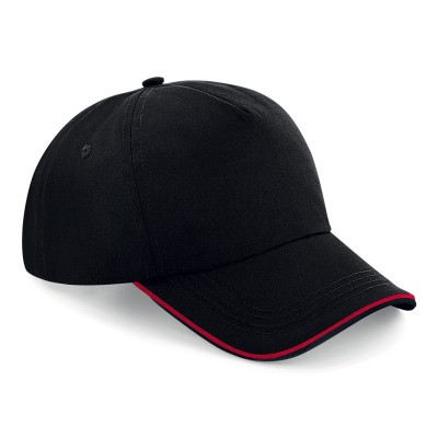 Cappelli Aut. 5 Panel Cap - Piped Peak colore black/classic red taglia UNICA
