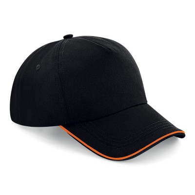 Cappelli Aut. 5 Panel Cap - Piped Peak colore black/orange taglia UNICA