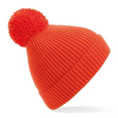 Cappelli Engineered Knit Ribbed Pom Pom Beanie colore FireRed taglia UNICA