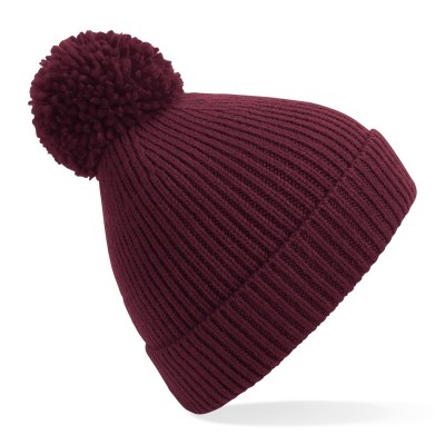 Cappelli Engineered Knit Ribbed Pom Pom Beanie colore burgundy taglia UNICA