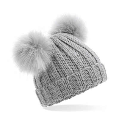 Cappelli Infant Faux Fur Double Pom Pom Beanie colore light grey taglia UNICA