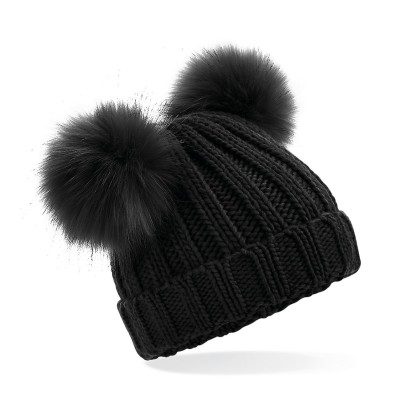 Cappelli Infant Faux Fur Double Pom Pom Beanie colore black taglia UNICA