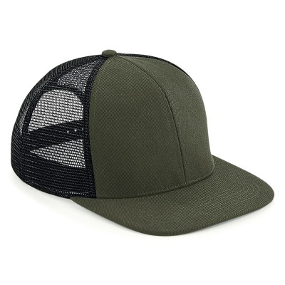 Cappelli Original Flat Peak 6 Pan. Trucker colore olive green/black taglia UNICA