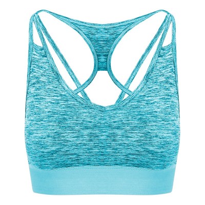 T-Shirt Girlie Cross Back Crop Top colore ocean blue melange taglia XS