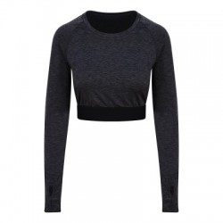 T-Shirt Girlie Long Sleeve Crop T colore Black Slate Melange taglia XS