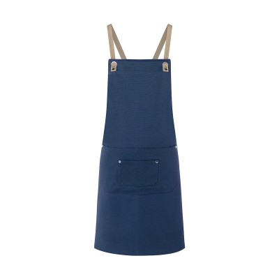 Ho.Re.Ca. Bib Apron With Crossed Ribbons And Big Pocket colore steel blue taglia UNICA