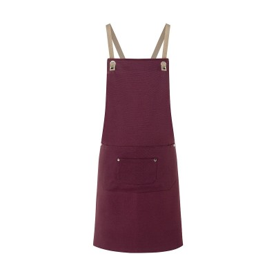 Ho.Re.Ca. Bib Apron With Crossed Ribbons And Big Pocket colore aubergine taglia UNICA