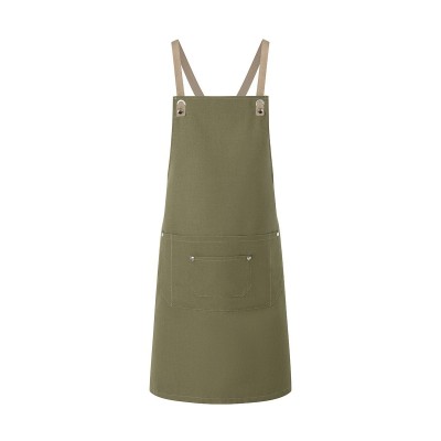 Ho.Re.Ca. Bib Apron With Crossed Ribbons And Big Pocket colore moss green taglia UNICA