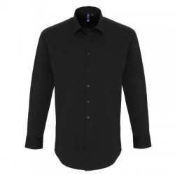 Camicie Men's Stretch Fit Cotton Poplin Long Sleeve Shirt colore black taglia XS