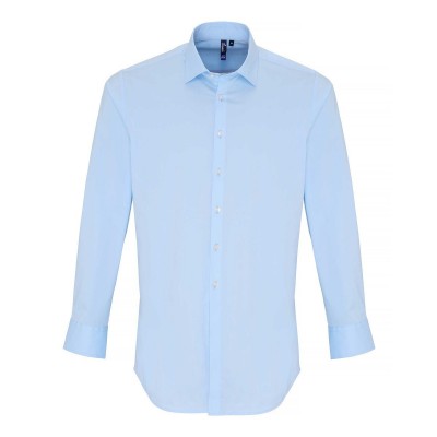Camicie Men's Stretch Fit Cotton Poplin Long Sleeve Shirt colore pale blue taglia XS