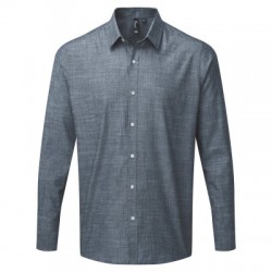 Camicie Men's Cotton Slub Chambray Long Sleeve Shirt colore indigo taglia S