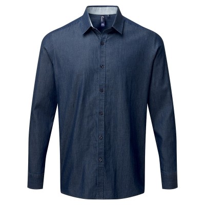 Camicie Men's Denim-Pindot Long Sleeve Shirt colore indigo taglia S