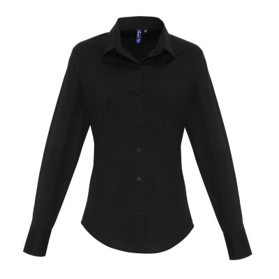 Camicie Ladies'? Stretch FitCotton Poplin Long Sleev Shirtt colore black taglia XS