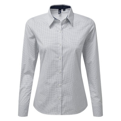 Camicie Women's Denim-Pindot Long Sleeve Shirt colore dots taglia M