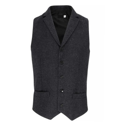 Ho.Re.Ca. Men?s Herringbone Waistcoat colore charcoal taglia XS