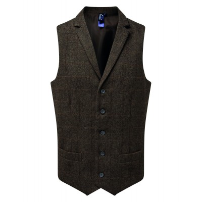 Ho.Re.Ca. Men?s Herringbone Waistcoat colore brown check taglia XS