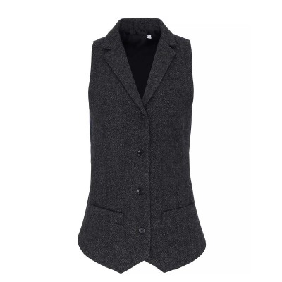 Ho.Re.Ca. Ladies' Herringbone Waistcoat colore charcoal taglia XS