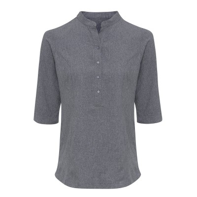 Ho.Re.Ca. Verbena Linen Look Button Up Beauty Tunic colore grey heather taglia XS