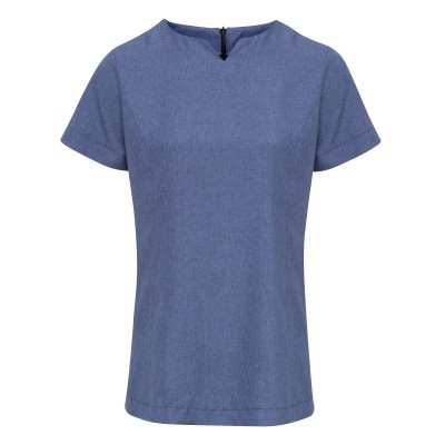 Ho.Re.Ca. Viola Linen Look Cut Neck Beauty Tunic colore blue heather taglia XXL
