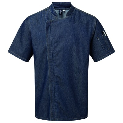 Ho.Re.Ca. Chef's Zip-Close Short Sleeve Jacket colore indigo denim taglia XS