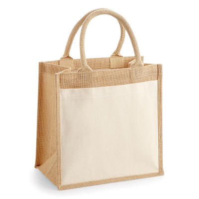Borse Cotton Pocket Jute Midi Tote